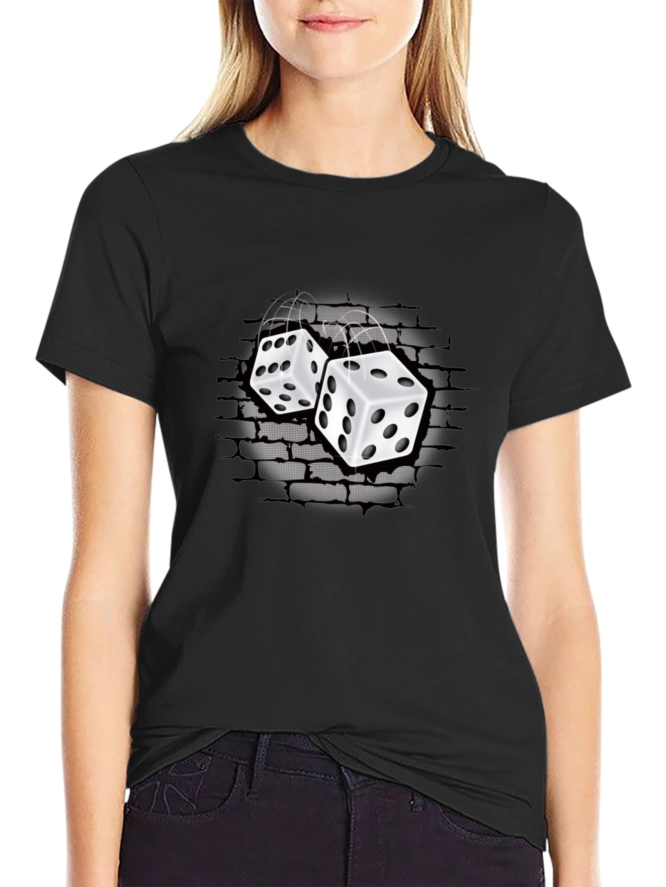 Rolling Dice Graphic T-Shirt - Black