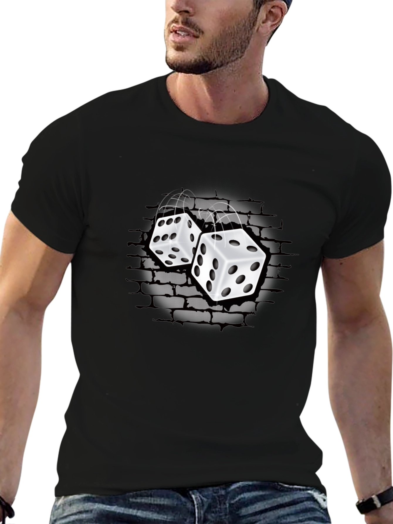 Rolling Dice Graphic T-Shirt - Black