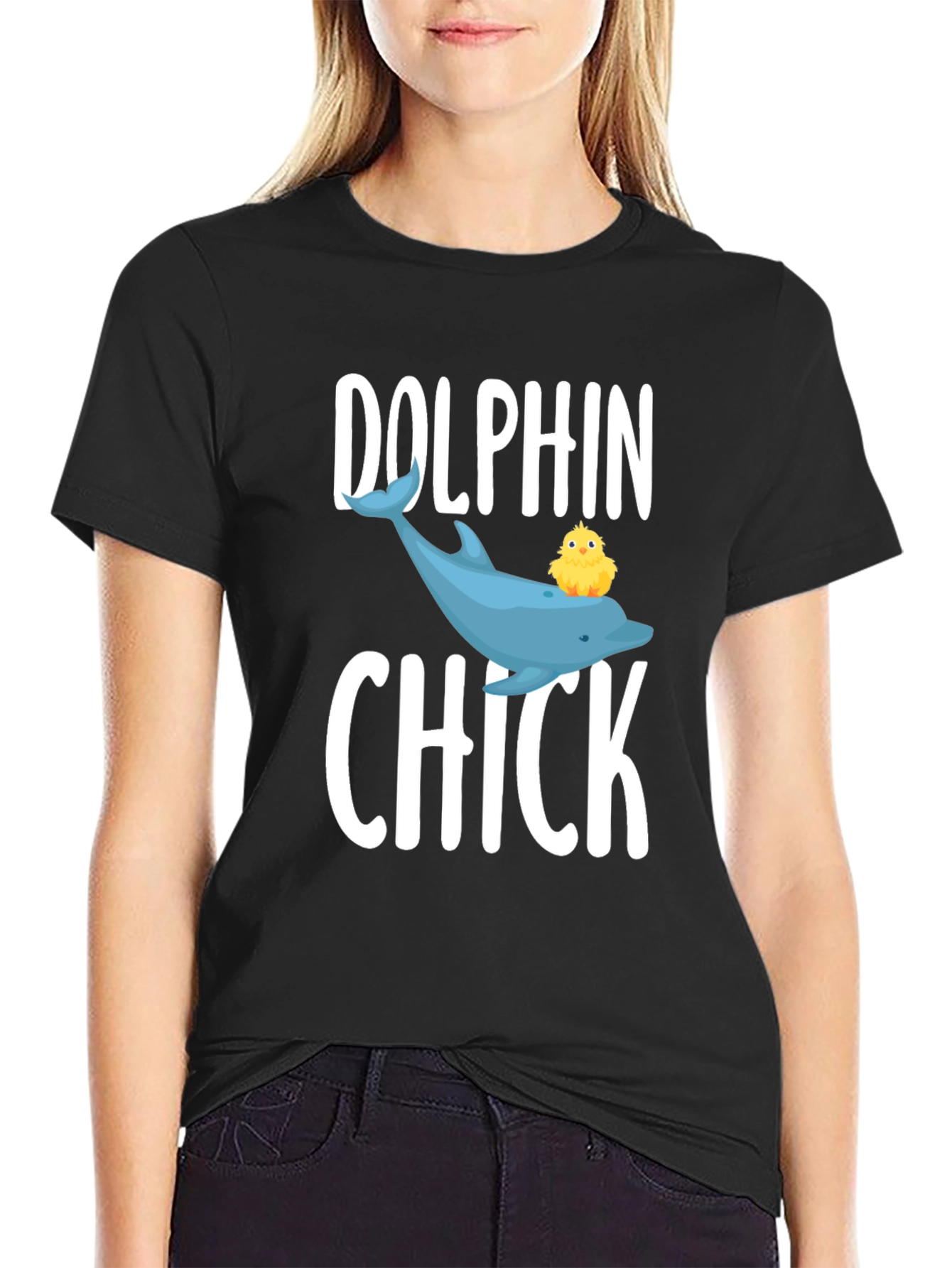 Dolphin Chick Graphic Tee - Cute Animal T-Shirt