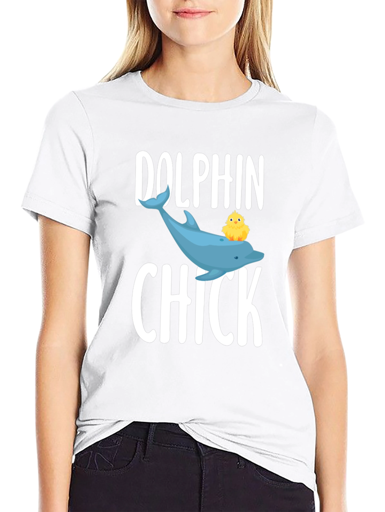 Dolphin Chick Graphic Tee - Cute Animal T-Shirt
