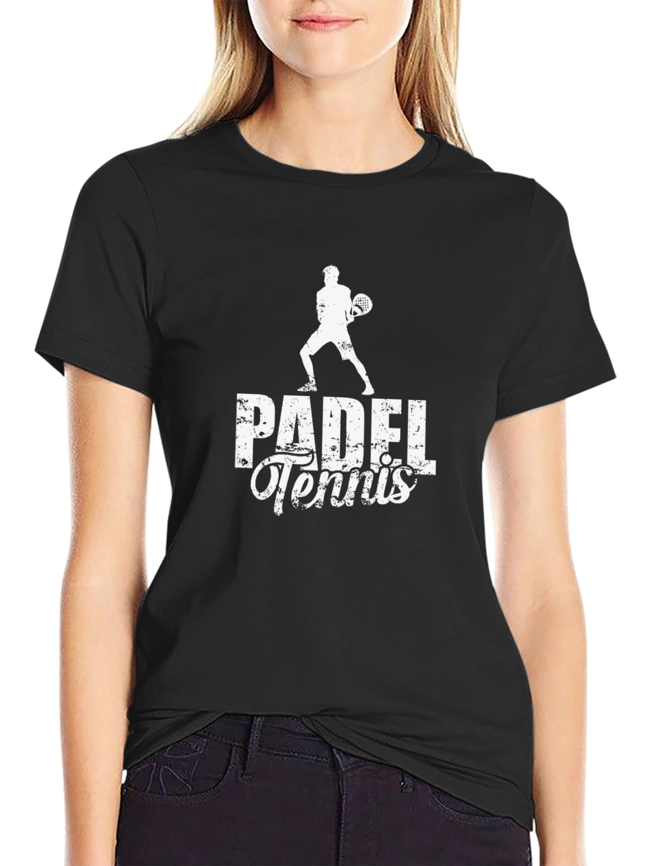 Padel Tennis Graphic Tee - Black Cotton Shirt