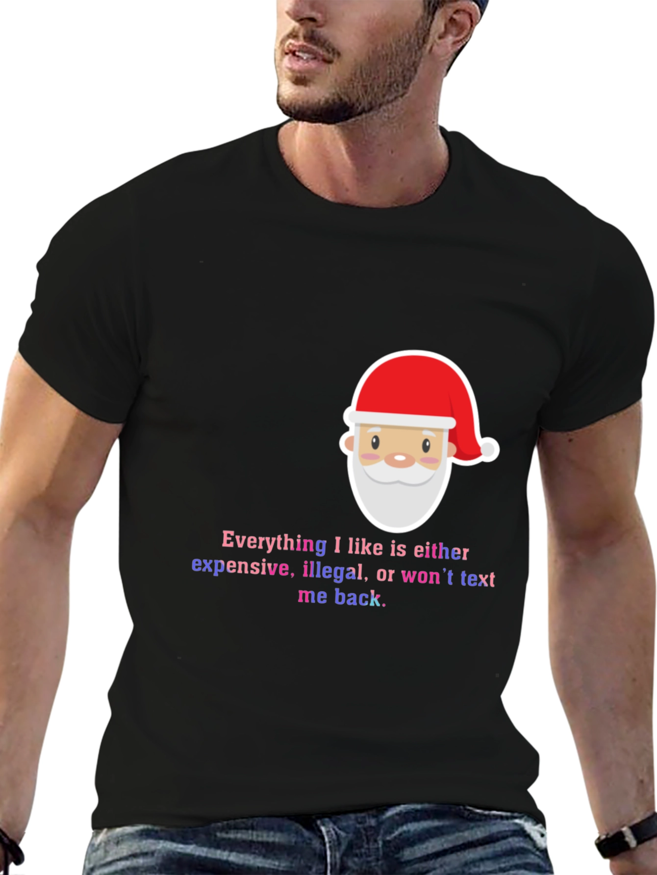 Funny Santa Everything I Like Mens Black T-Shirt