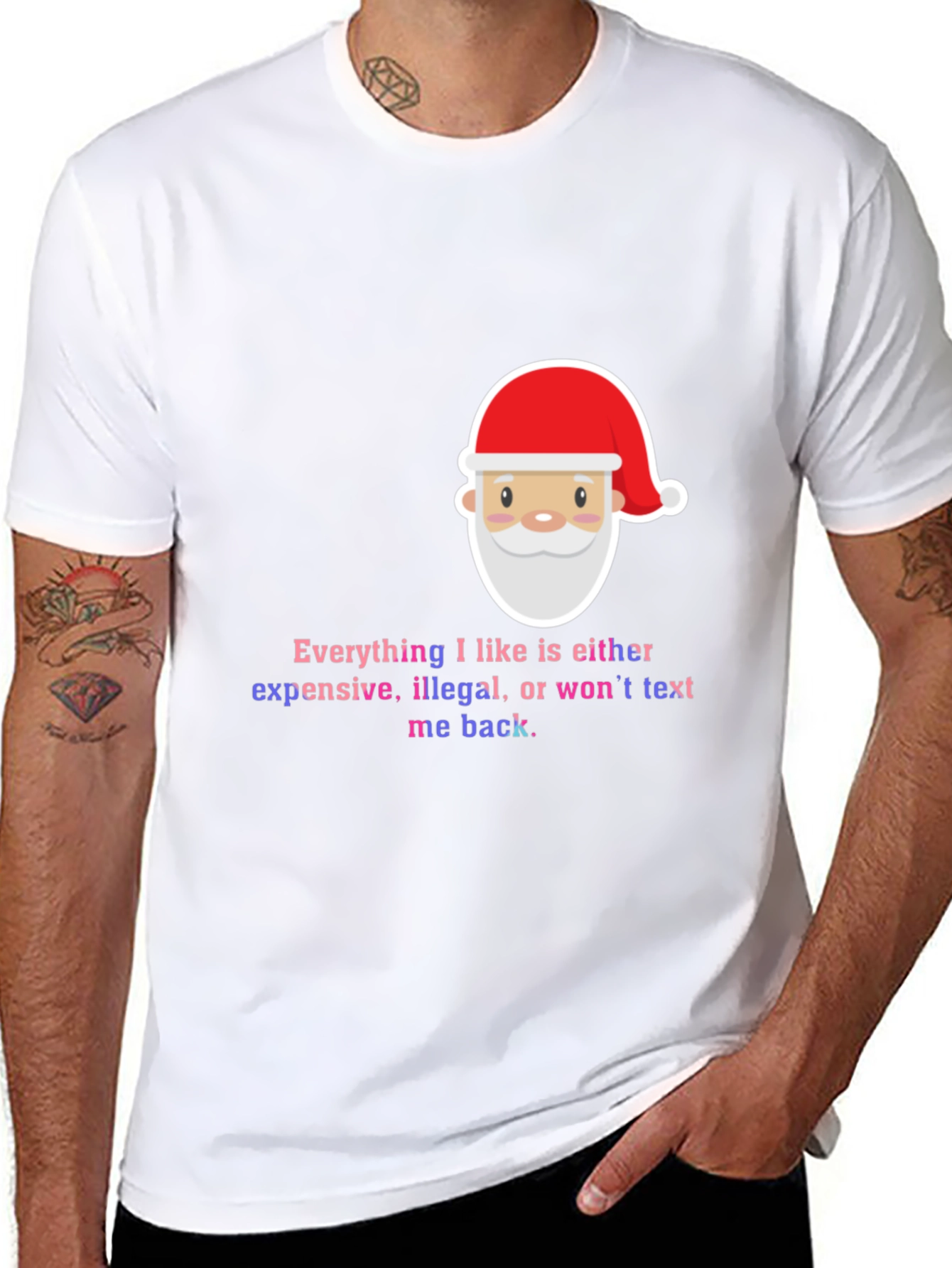 Funny Santa Everything I Like Mens Black T-Shirt