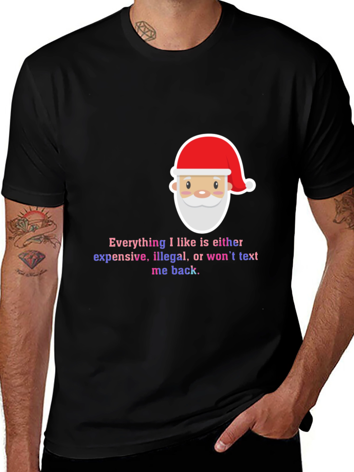 Funny Santa Everything I Like Mens Black T-Shirt
