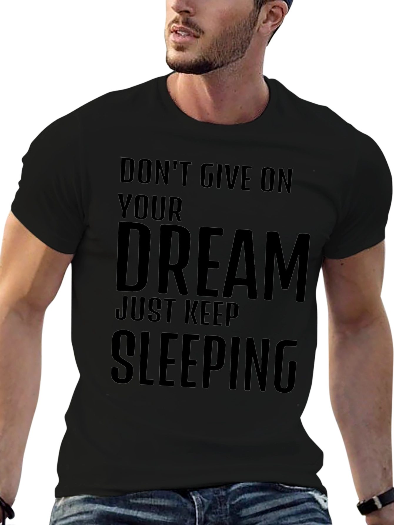 Funny Sleepy Dreamer Black T-Shirt