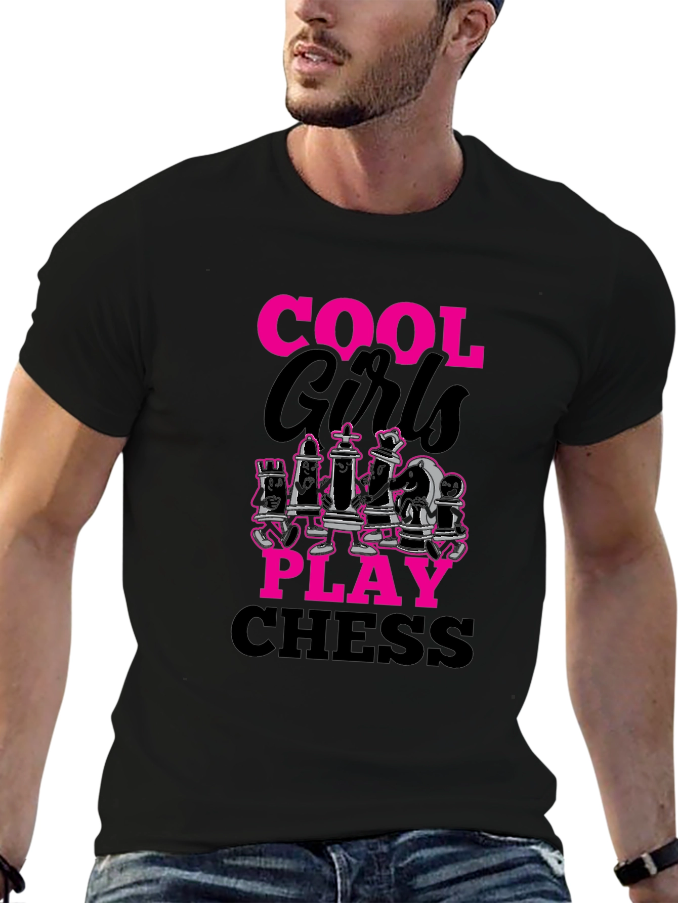 Cool Girls Play Chess T-Shirt Black