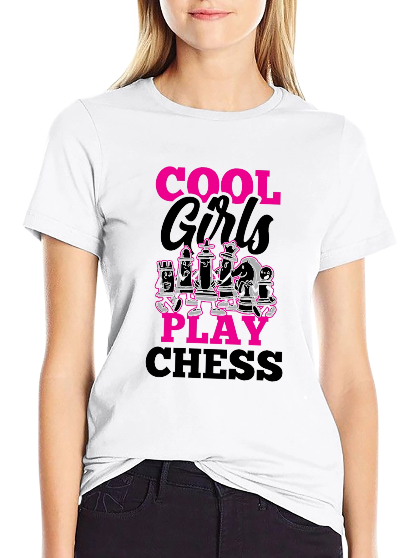 Cool Girls Play Chess T-Shirt Black