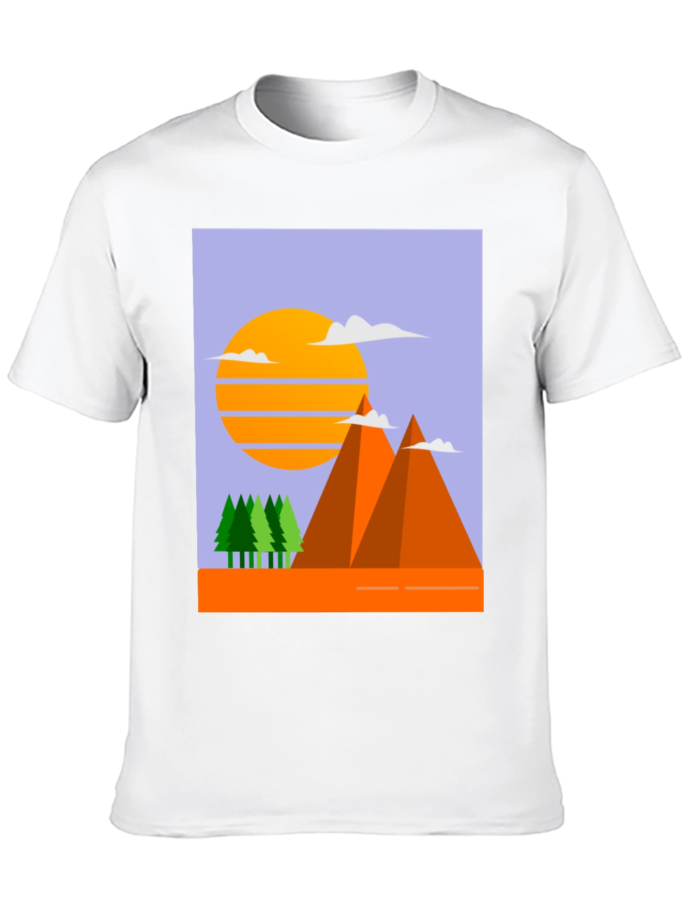 Mountain Sunset Graphic Tee - Black Crew Neck T-Shirt