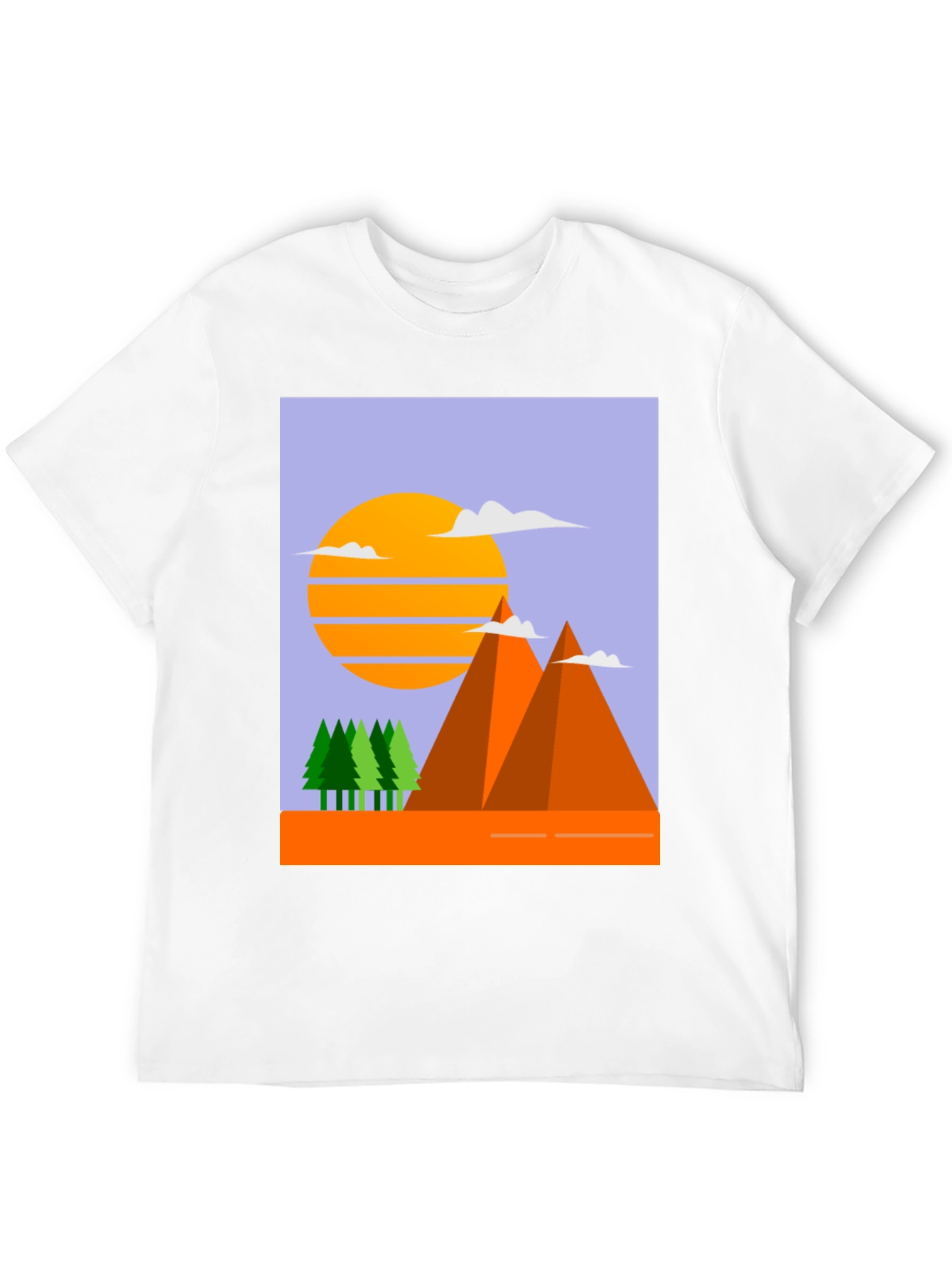 Mountain Sunset Graphic Tee - Black Crew Neck T-Shirt