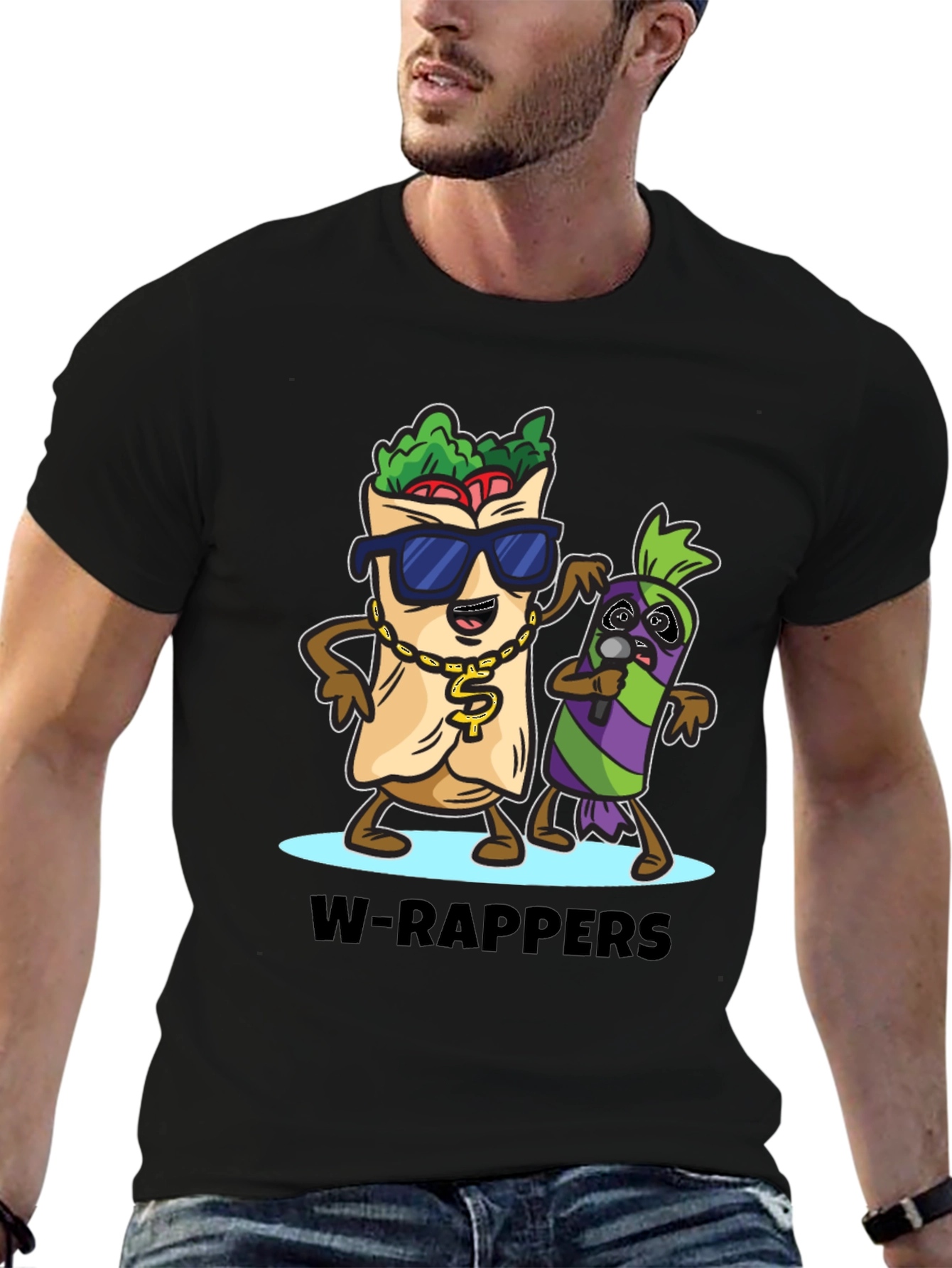 W-Rappers Cartoon Graphic Tee - Black