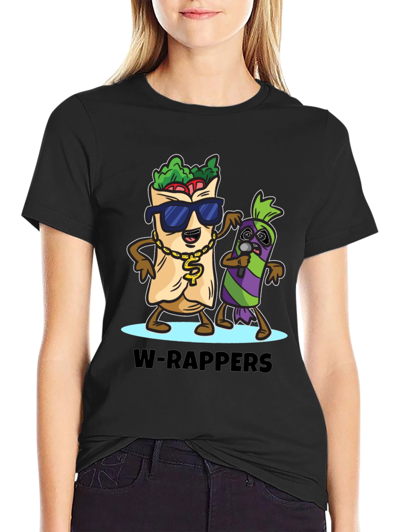 W-Rappers Cartoon Graphic Tee - Black