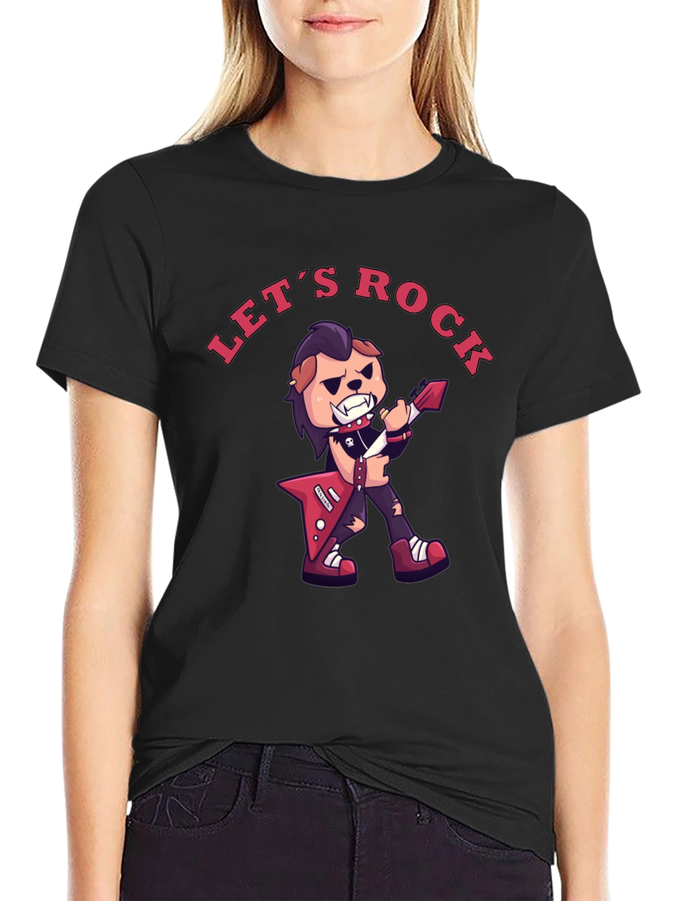 Lets Rock Graphic T-Shirt - Black Cotton Tee