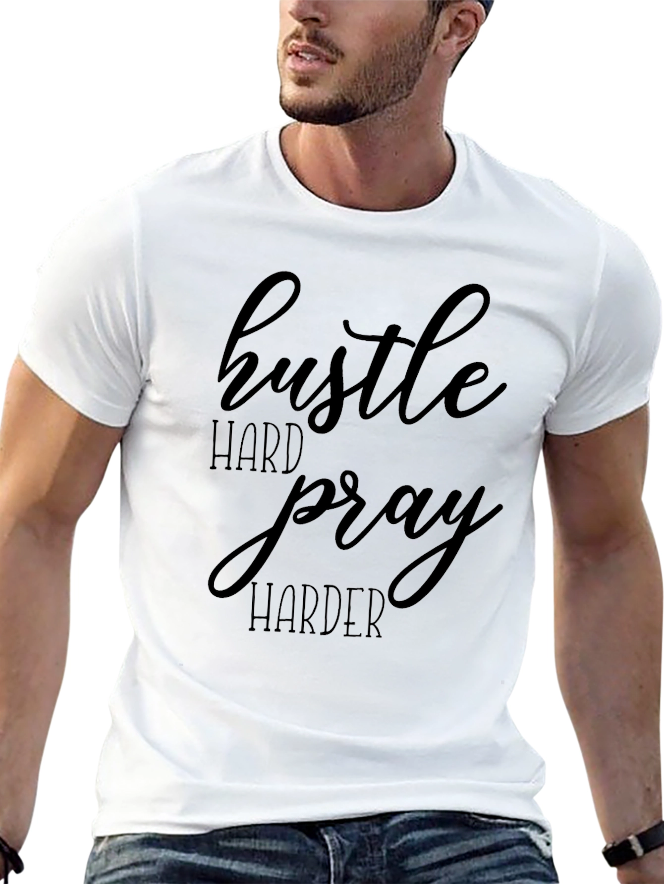 Hustle Hard Pray Harder Black Graphic Tee