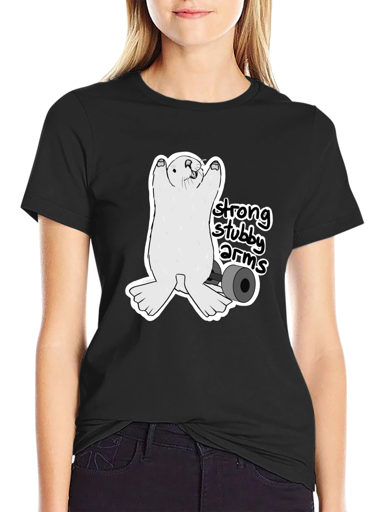 Strong Stubby Arms T-Shirt - Weightlifting Otter Tee