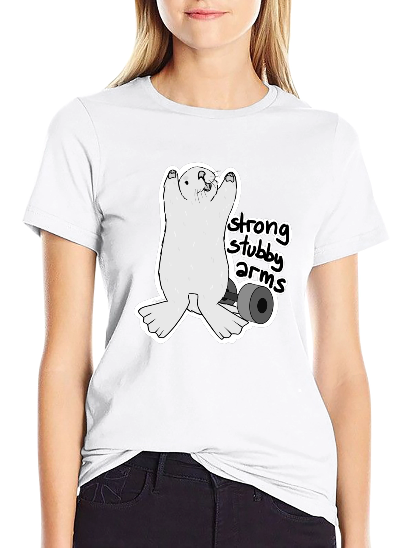 Strong Stubby Arms T-Shirt - Weightlifting Otter Tee