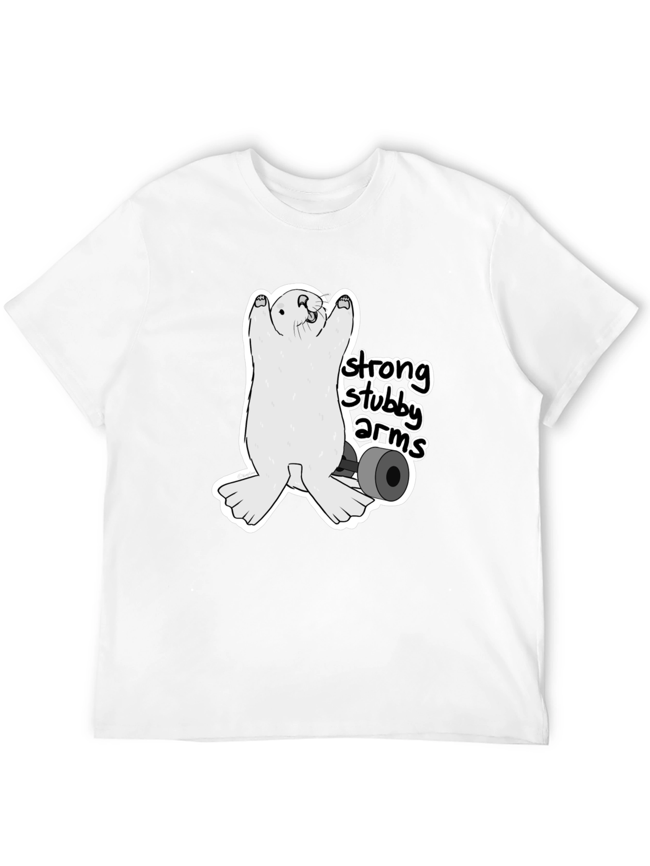 Strong Stubby Arms T-Shirt - Weightlifting Otter Tee