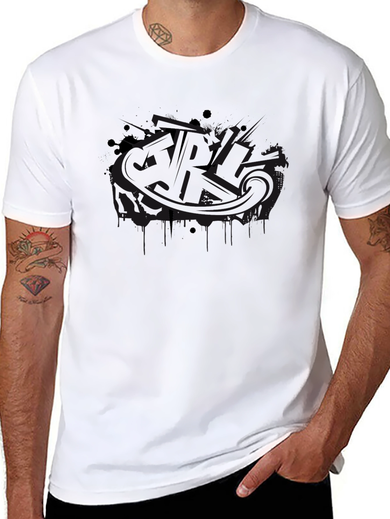 Mens Black Graphic Print T-Shirt