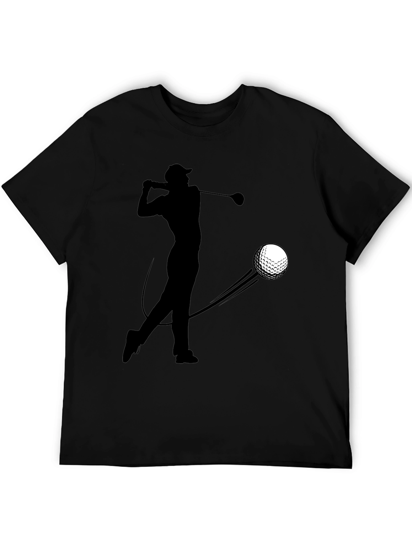 Golfer Silhouette Graphic Tee - Black Cotton T-Shirt