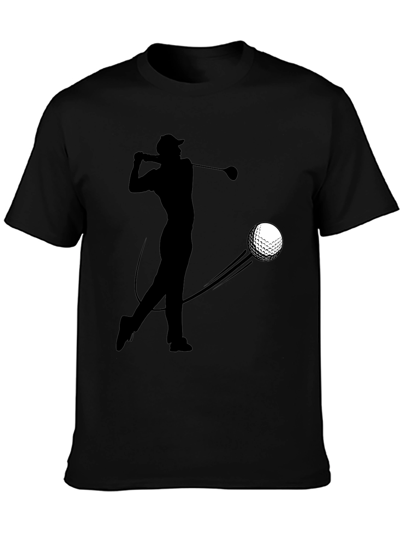 Golfer Silhouette Graphic Tee - Black Cotton T-Shirt