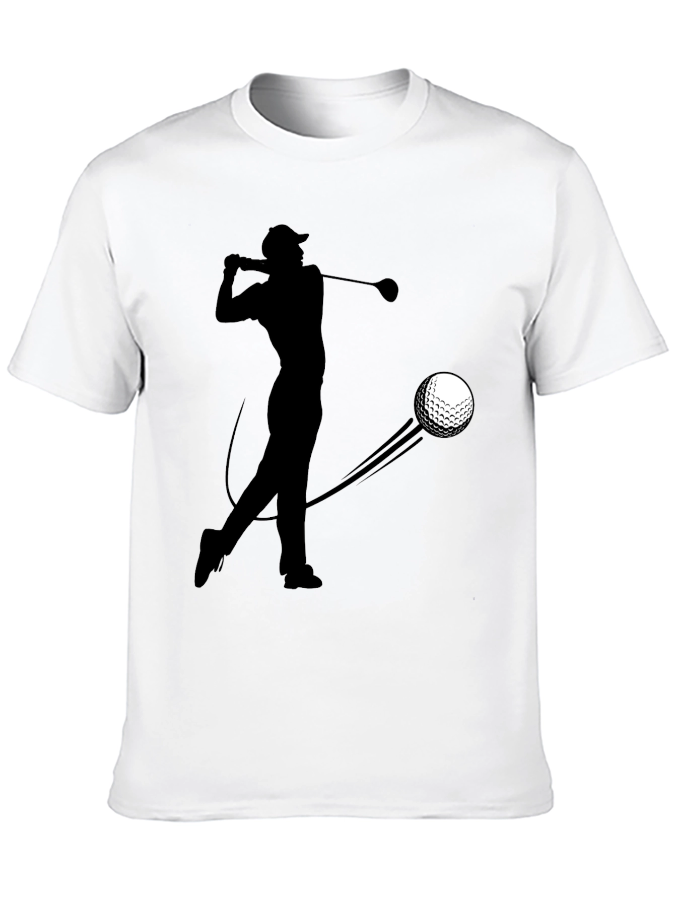 Golfer Silhouette Graphic Tee - Black Cotton T-Shirt