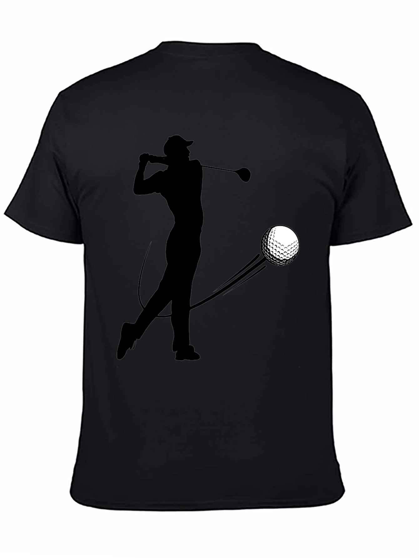 Golfer Silhouette Graphic Tee - Black Cotton T-Shirt