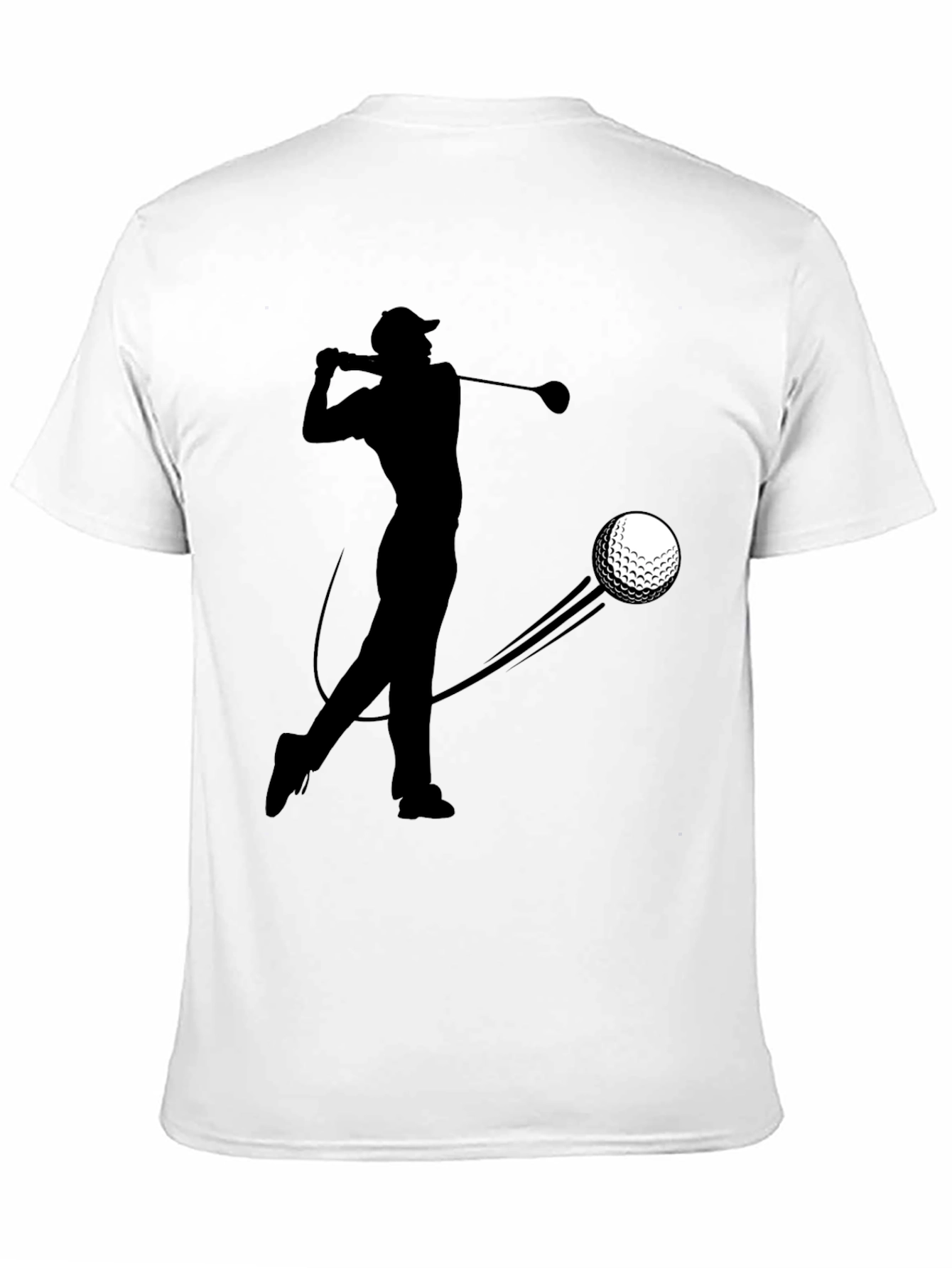 Golfer Silhouette Graphic Tee - Black Cotton T-Shirt