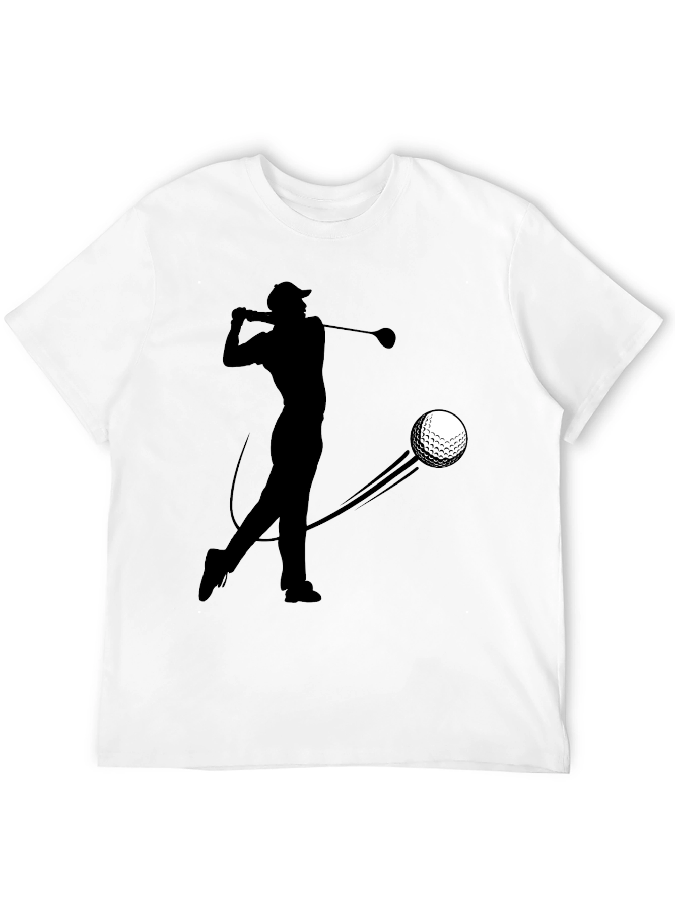 Golfer Silhouette Graphic Tee - Black Cotton T-Shirt