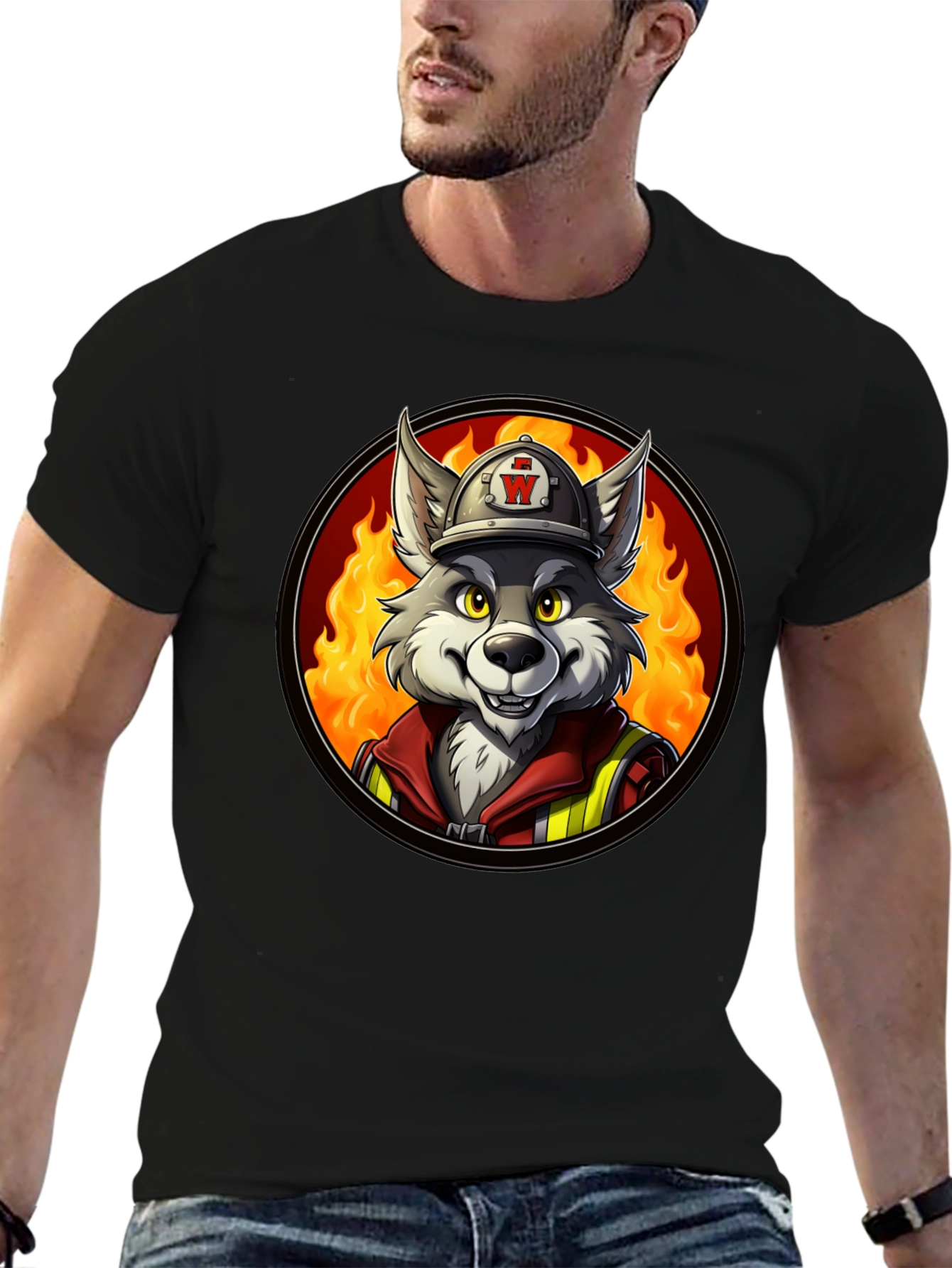 Wolf Firefighter Graphic Tee