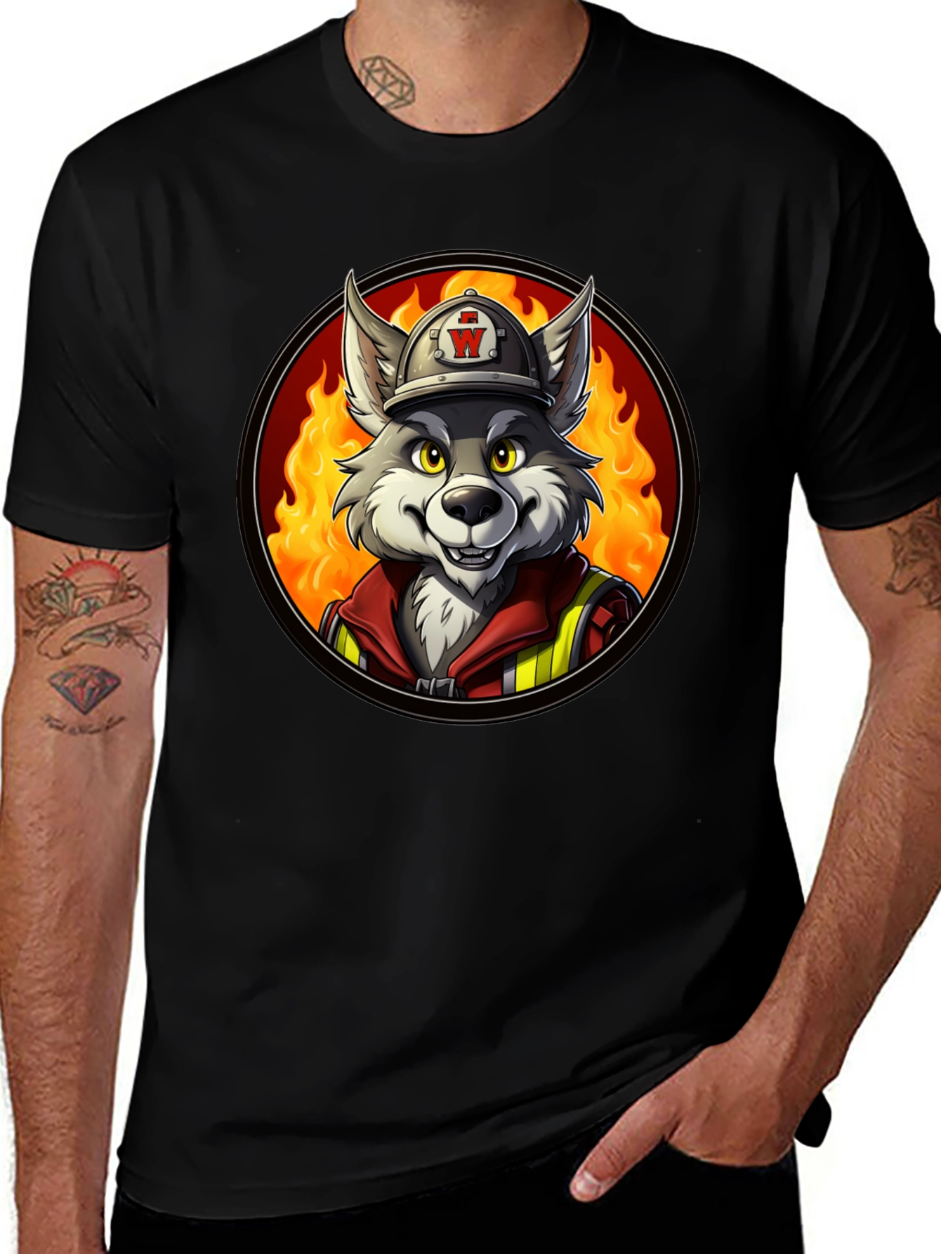 Wolf Firefighter Graphic Tee