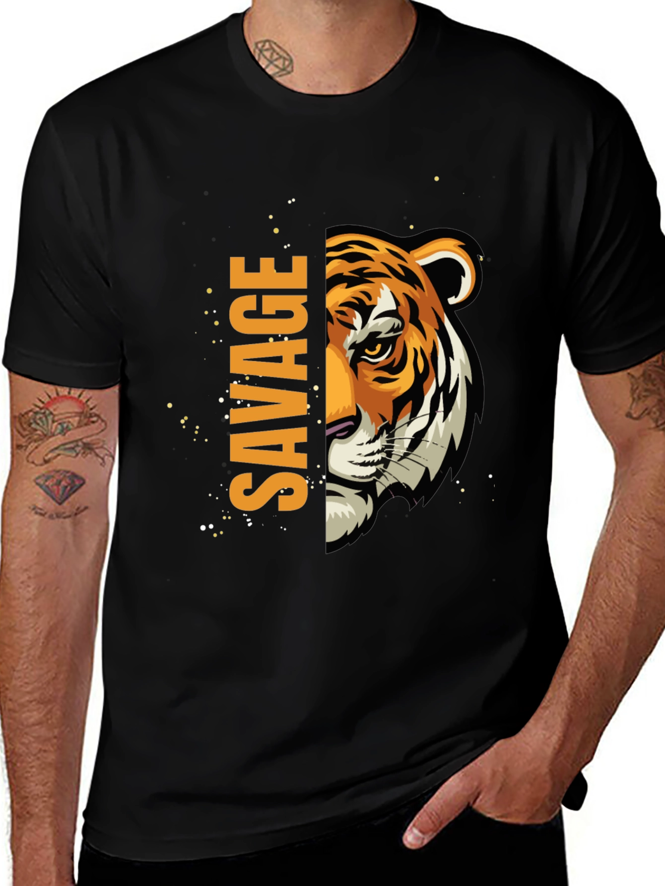 Savage Tiger Graphic Black T-Shirt