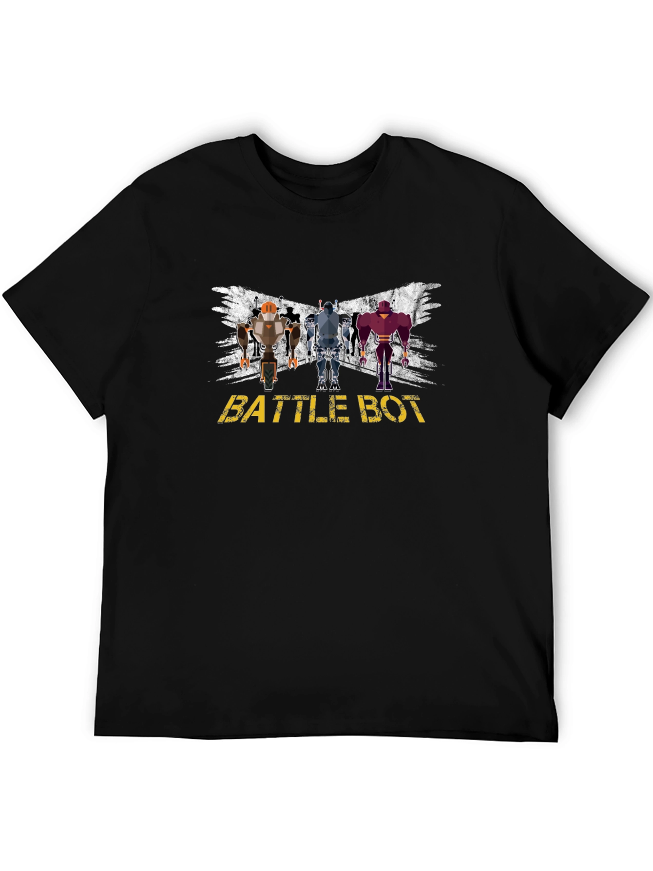 Battle Bot Graphic T-Shirt - Black Crew Neck