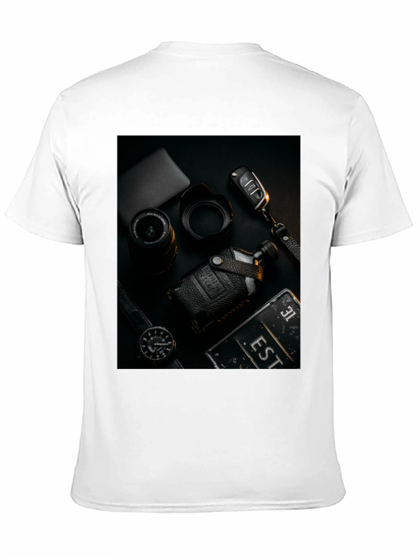Mens Black T-Shirt with Stylish Photography Print
