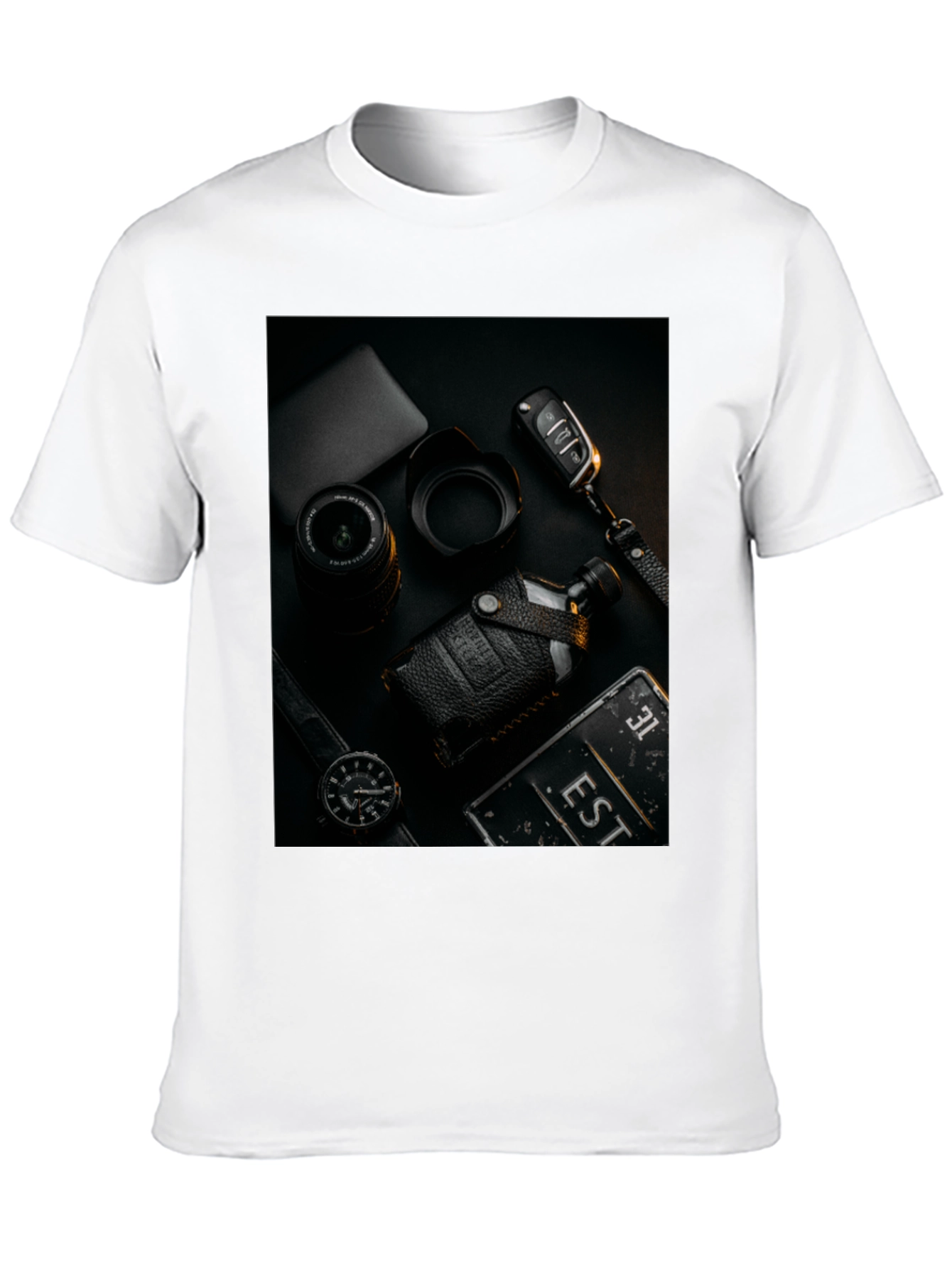 Mens Black T-Shirt with Stylish Photography Print