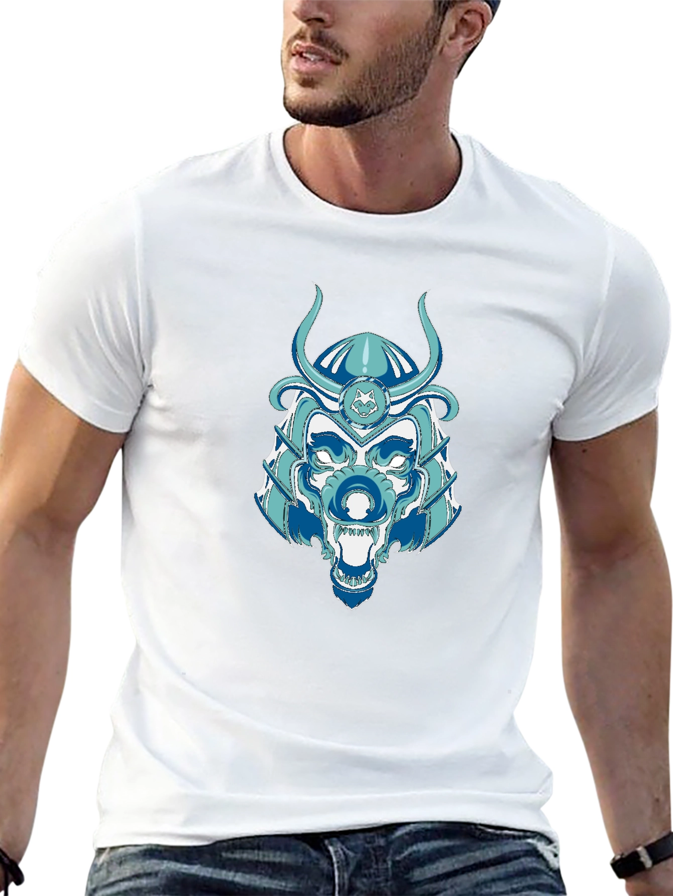 Samurai Wolf Graphic Tee - Unique Design