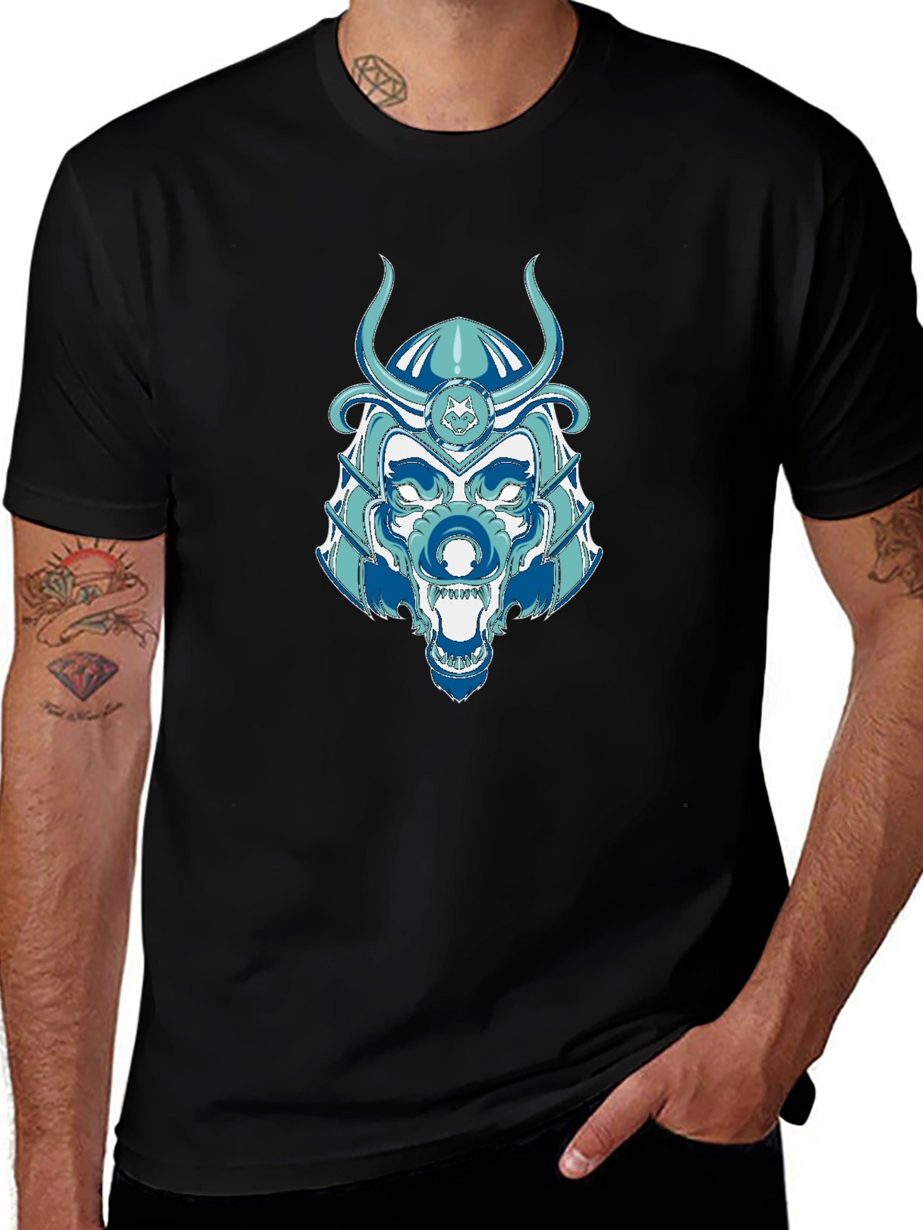 Samurai Wolf Graphic Tee - Unique Design