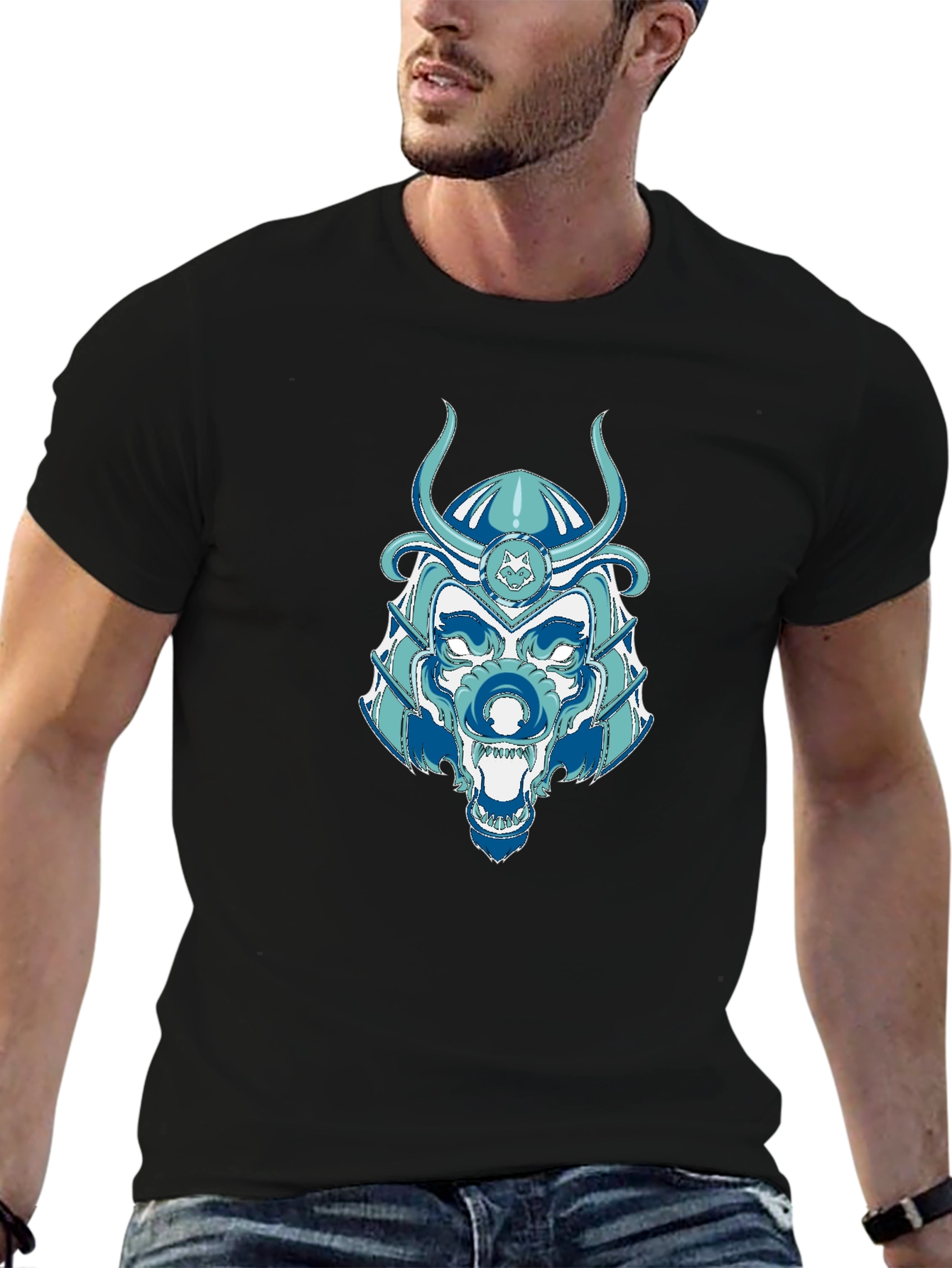 Samurai Wolf Graphic Tee - Unique Design