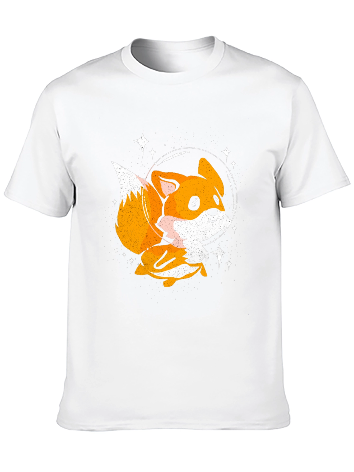 Astronaut Fox Black T-Shirt - Space Cartoon Tee