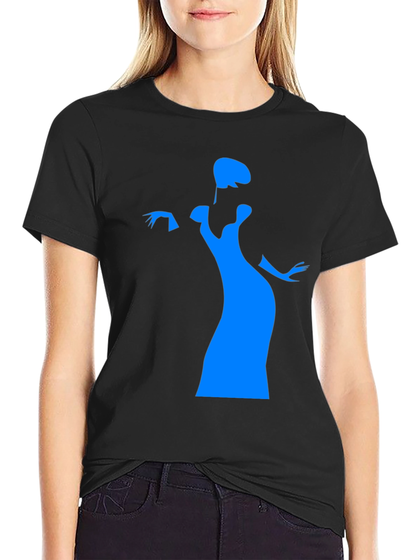 Elegant Silhouette Graphic Tee - Black