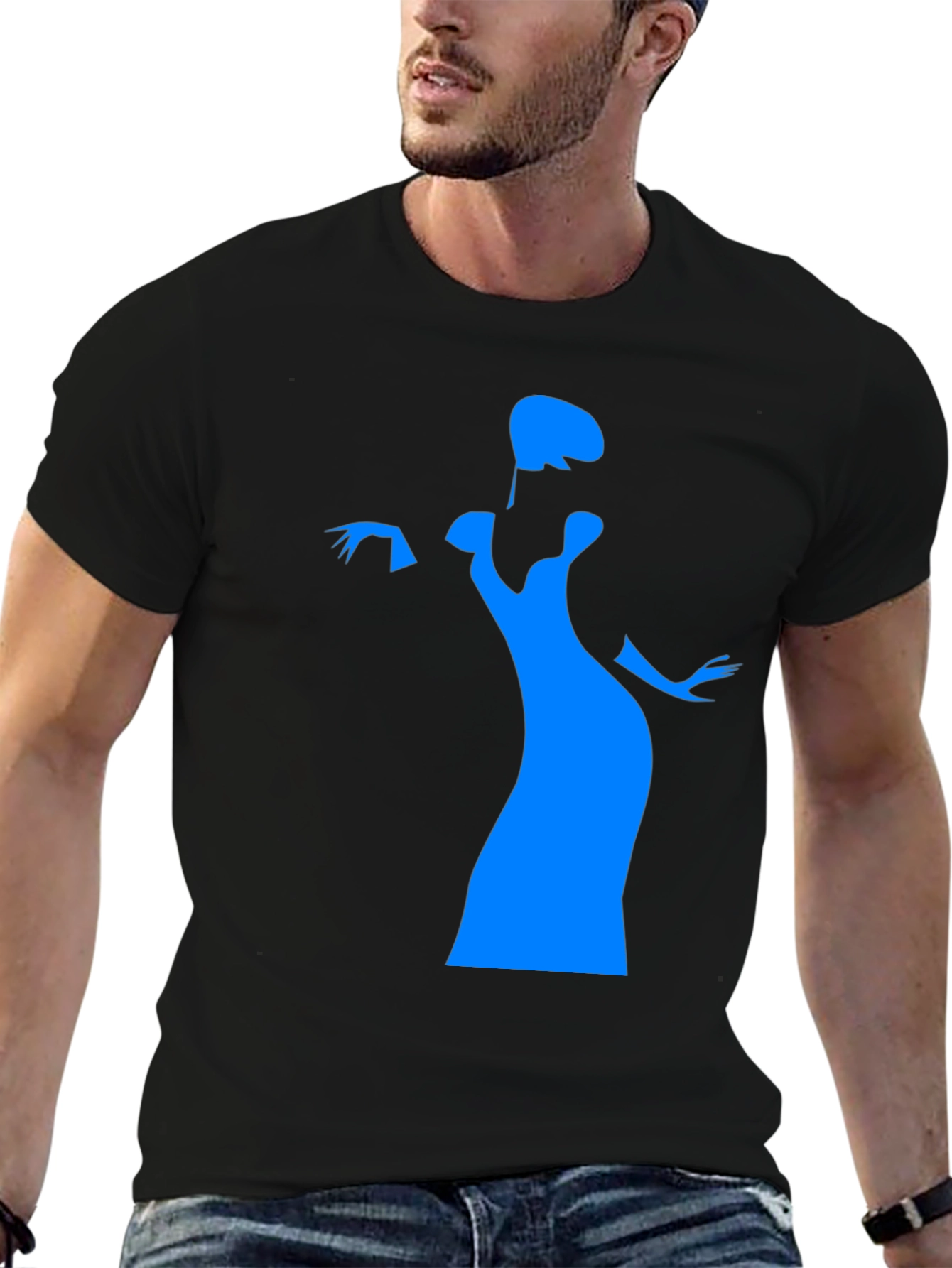 Elegant Silhouette Graphic Tee - Black