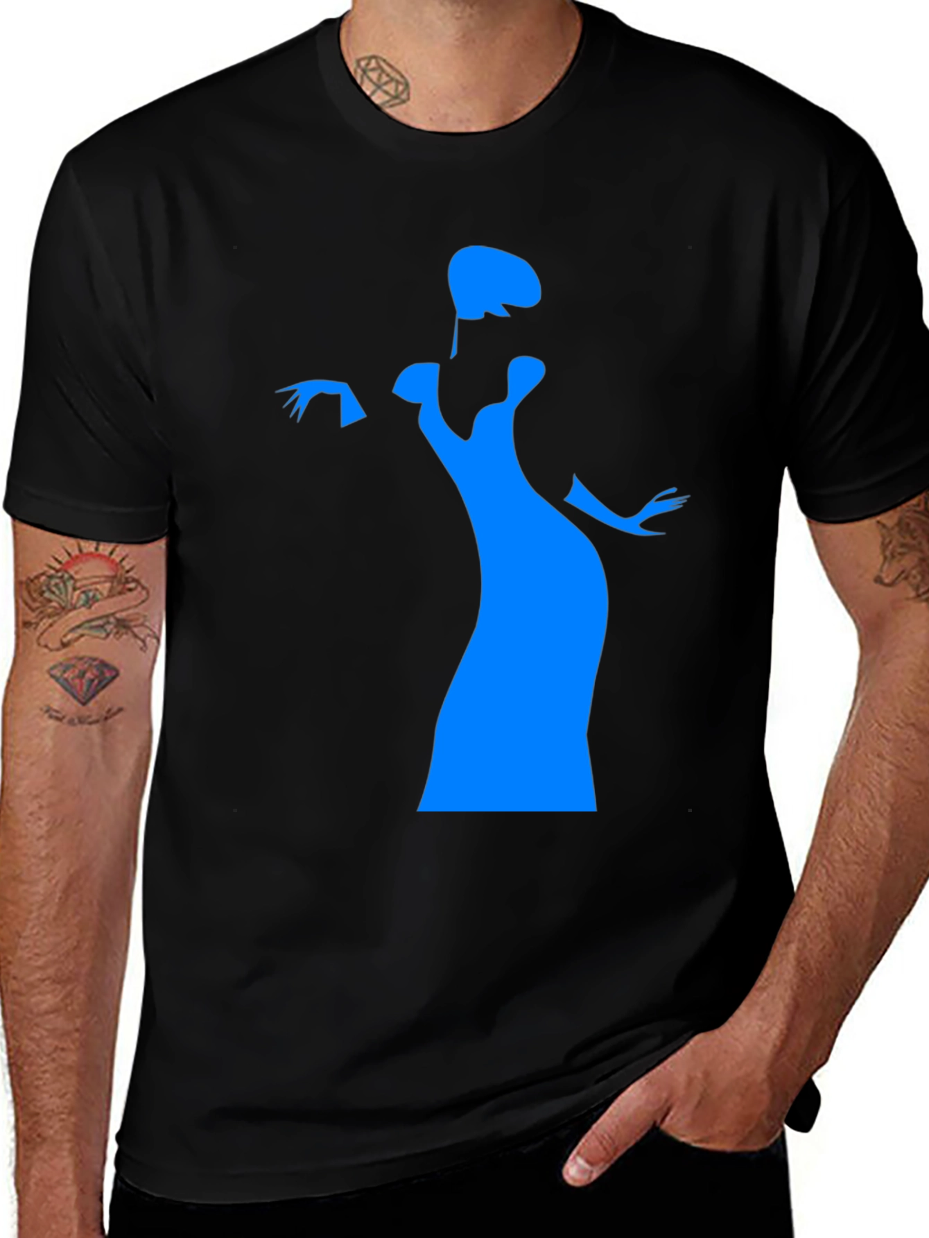 Elegant Silhouette Graphic Tee - Black