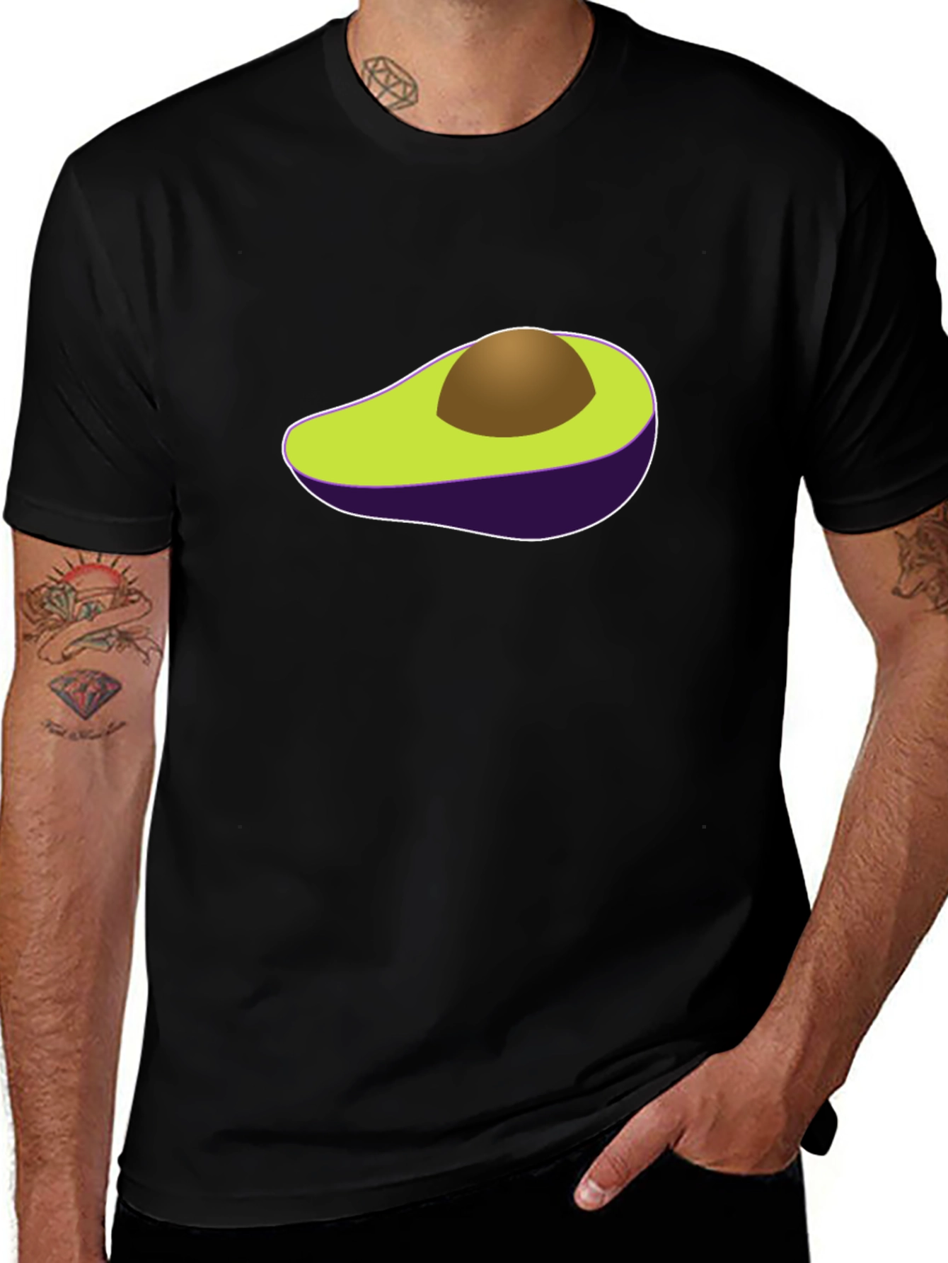 Avocado Graphic Print Black T-Shirt