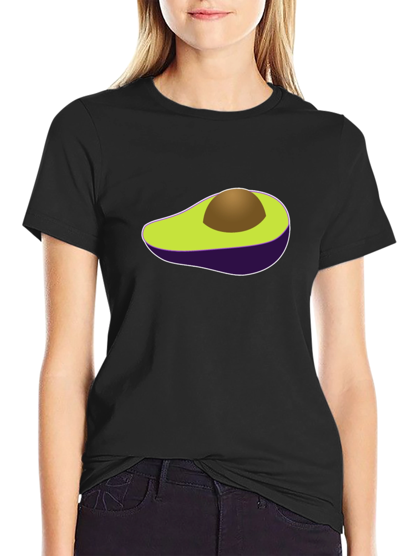 Avocado Graphic Print Black T-Shirt