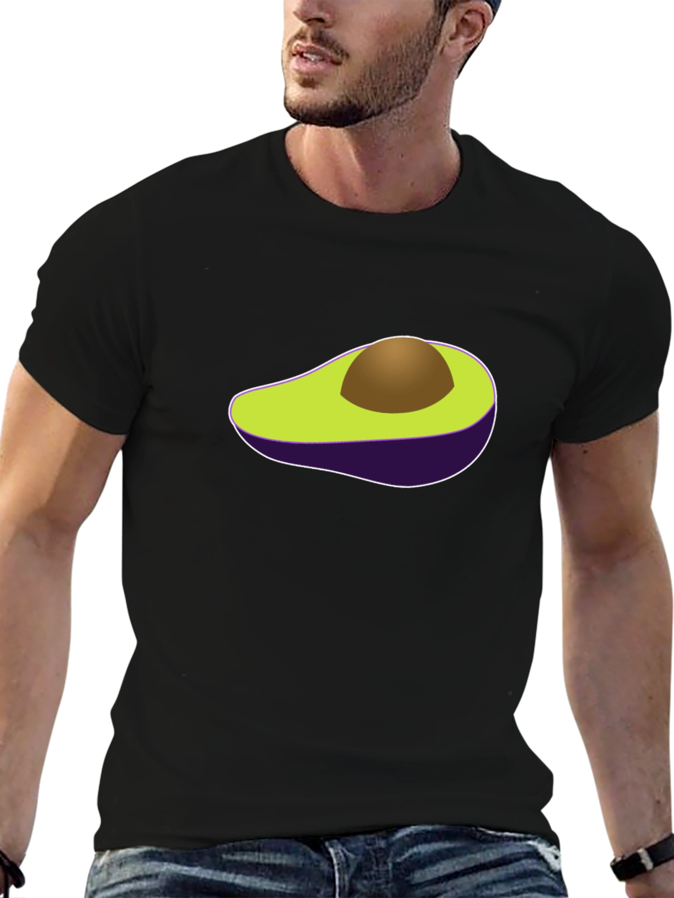 Avocado Graphic Print Black T-Shirt