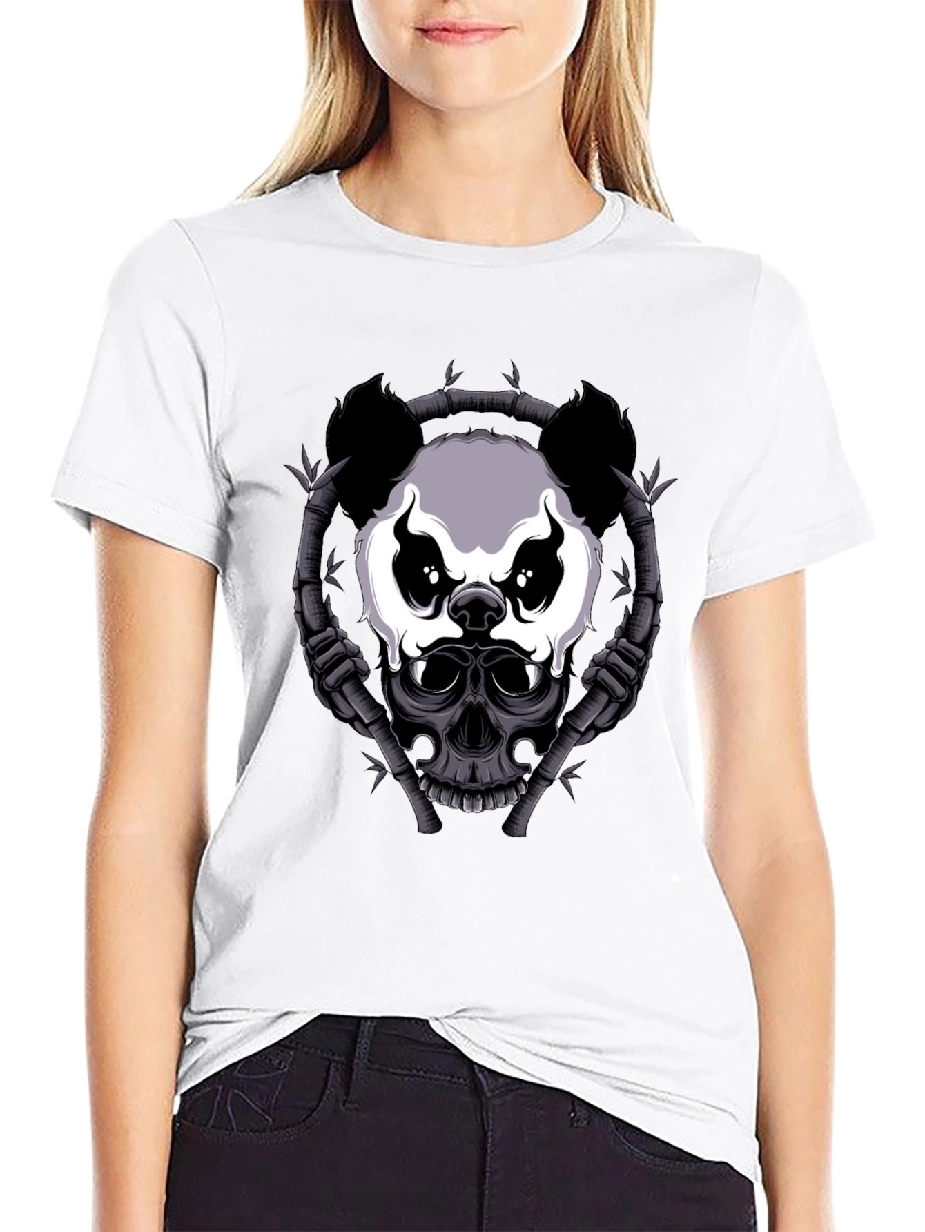 Panda Skull Bamboo T-Shirt - Dark Graphic Tee