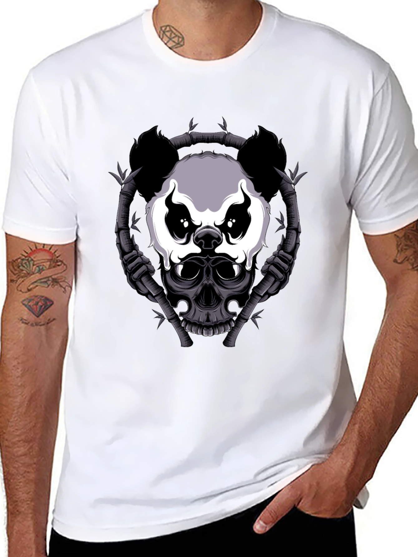 Panda Skull Bamboo T-Shirt - Dark Graphic Tee
