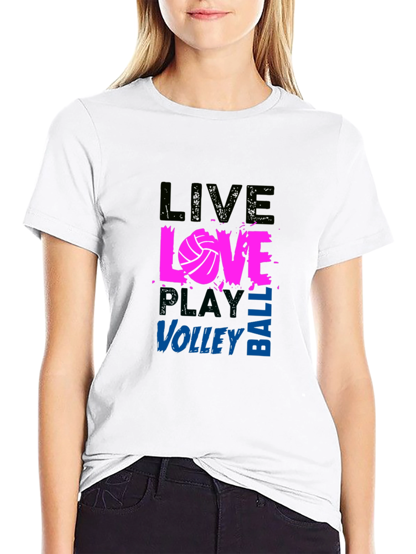 Live Love Volleyball Graphic Tee - Black