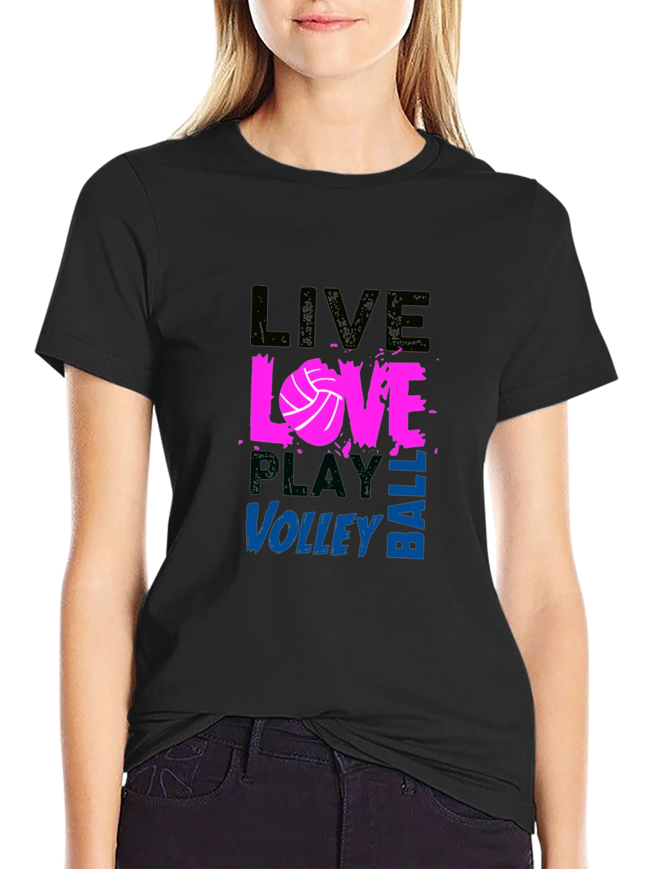 Live Love Volleyball Graphic Tee - Black