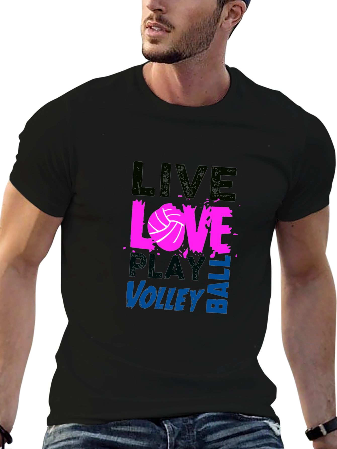 Live Love Volleyball Graphic Tee - Black