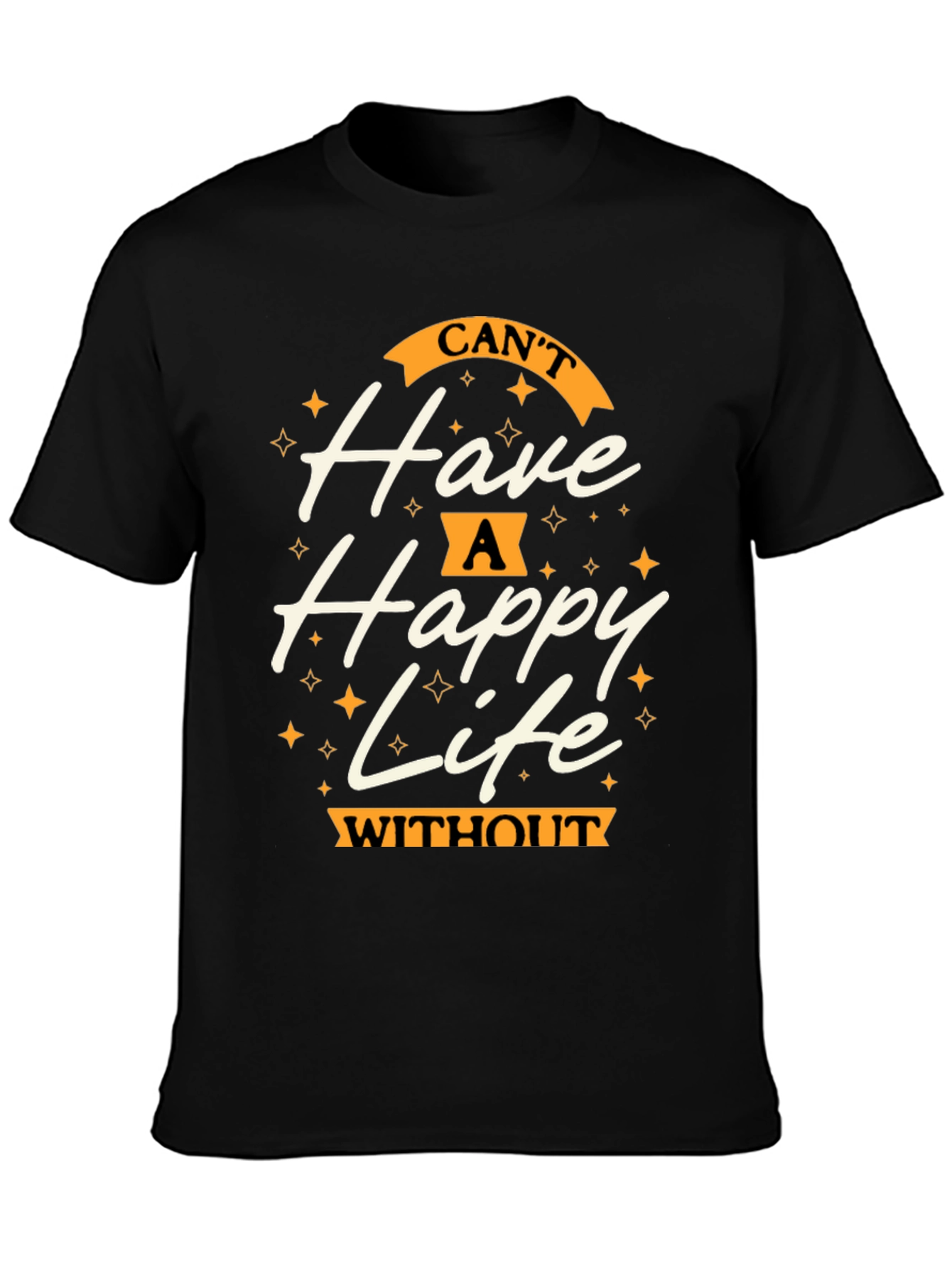 Happy Life Graphic Tee - Casual Black T-Shirt