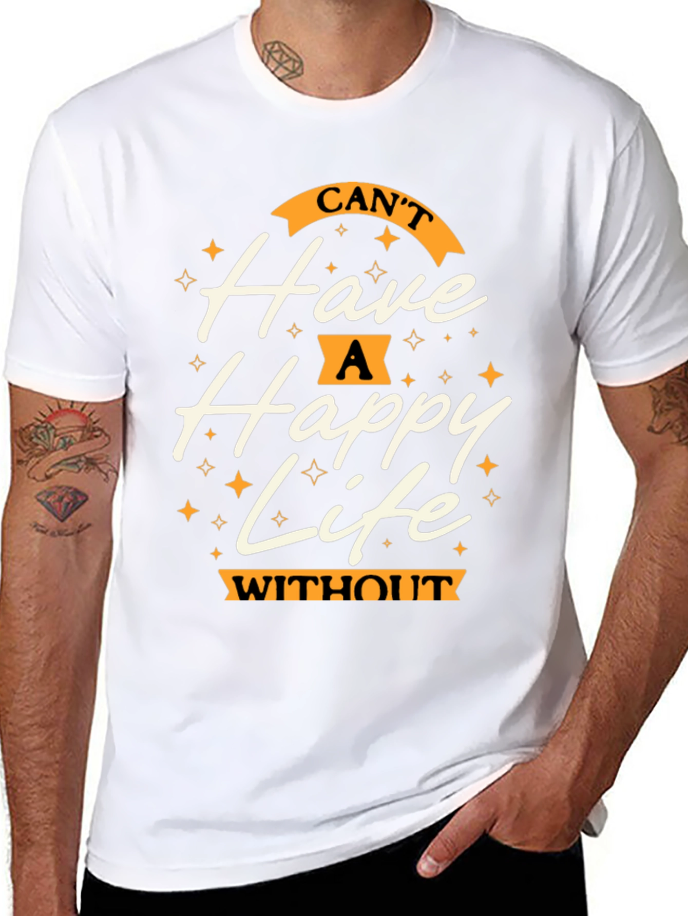 Happy Life Graphic Tee - Casual Black T-Shirt